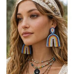 Kay Lee Rainbow Beaded Earrings New